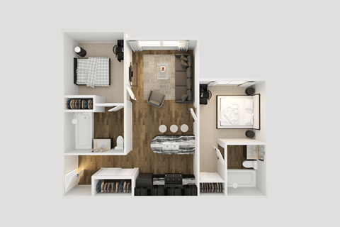 bedroom floor plan an open concept living room and bathroom with a wood floor